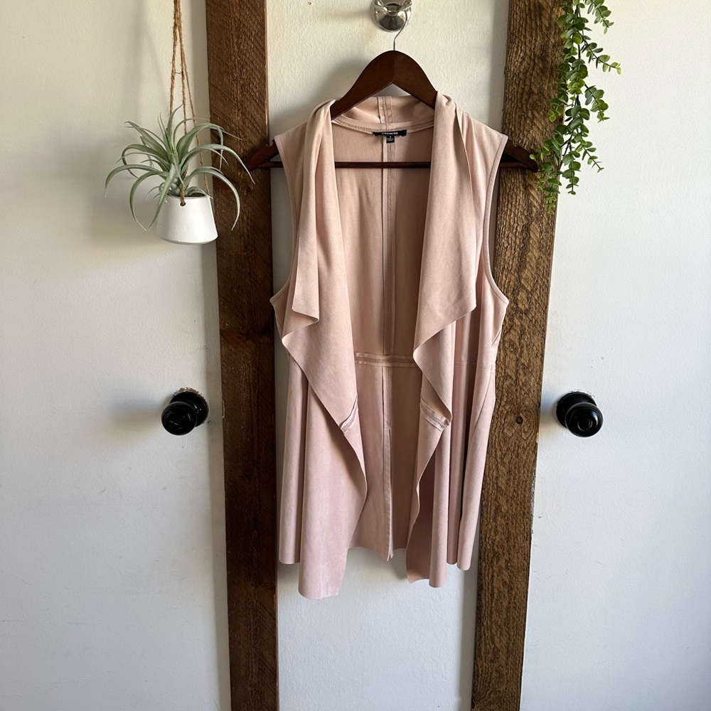 New Premise Women’s Faux Leather Suede Dusty Pink Vest Jacket Size Small - Picture 5 of 16
